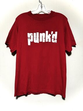 Vintage Y2K Punk'd Graphic Tee - Red